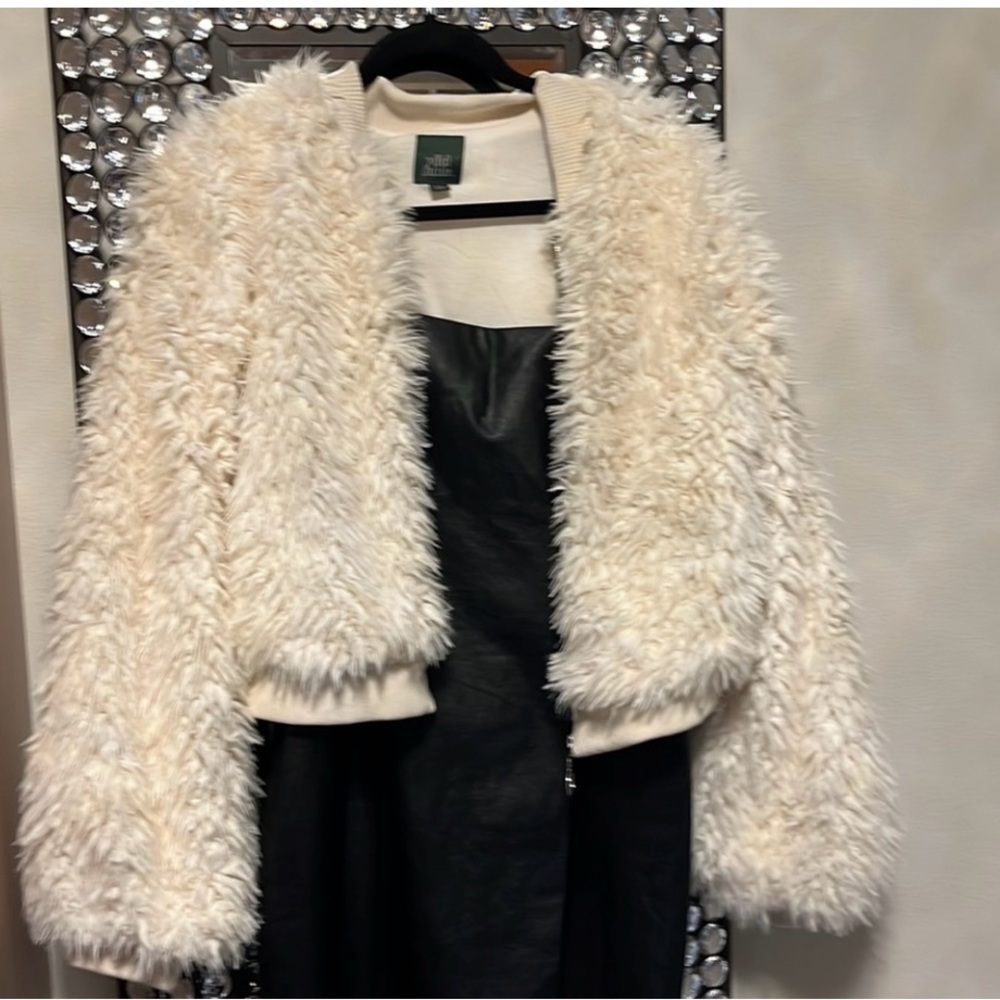NWT/NWOT FAUX FUR JACKET SIZE MED, FAUX LEATHER DRESS SIZE SMALL